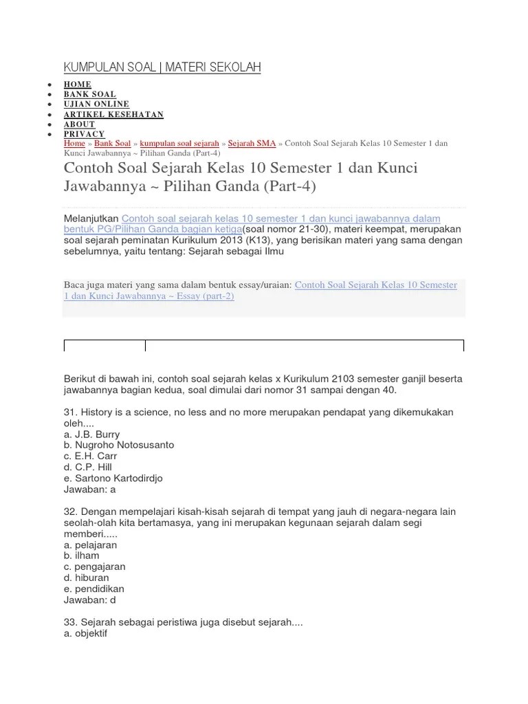 Bank soal sejarah sma dan kunci jawaban. Doc1 Sej Bambang R 1 Pdf