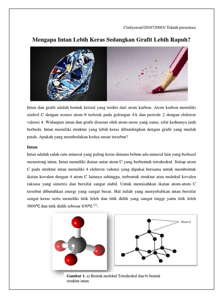 Mengapa Intan Lebih Keras Sedangkan Grafit Lebih Lunak 1 | PDF