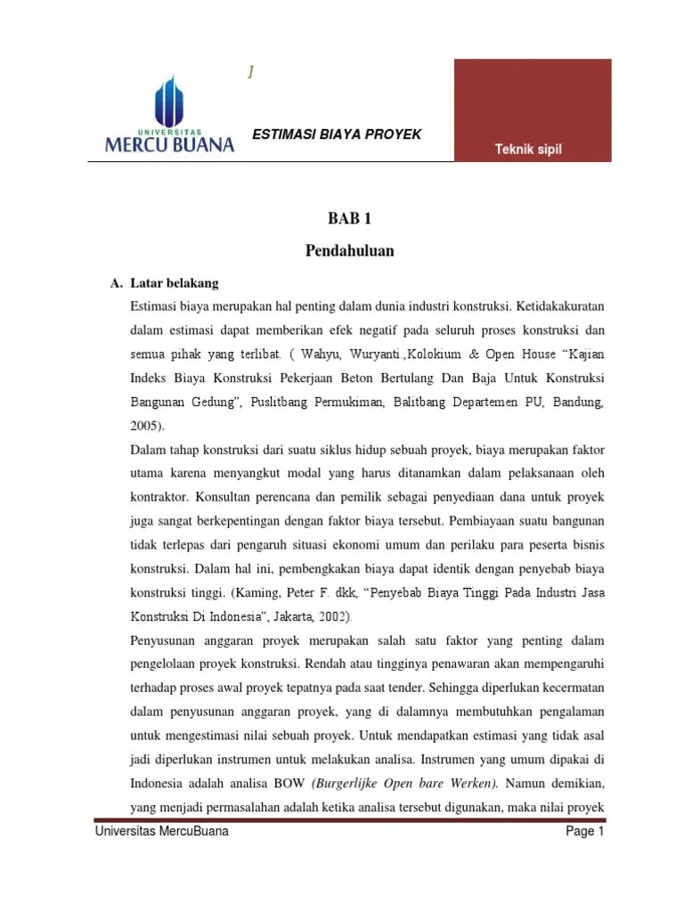 Contoh Tugas Estimasi Biaya Proyek | PDF