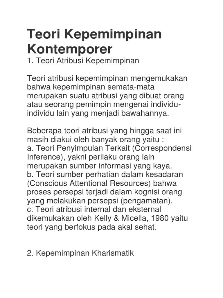 Teori Kepemimpinan Kontemporer | PDF