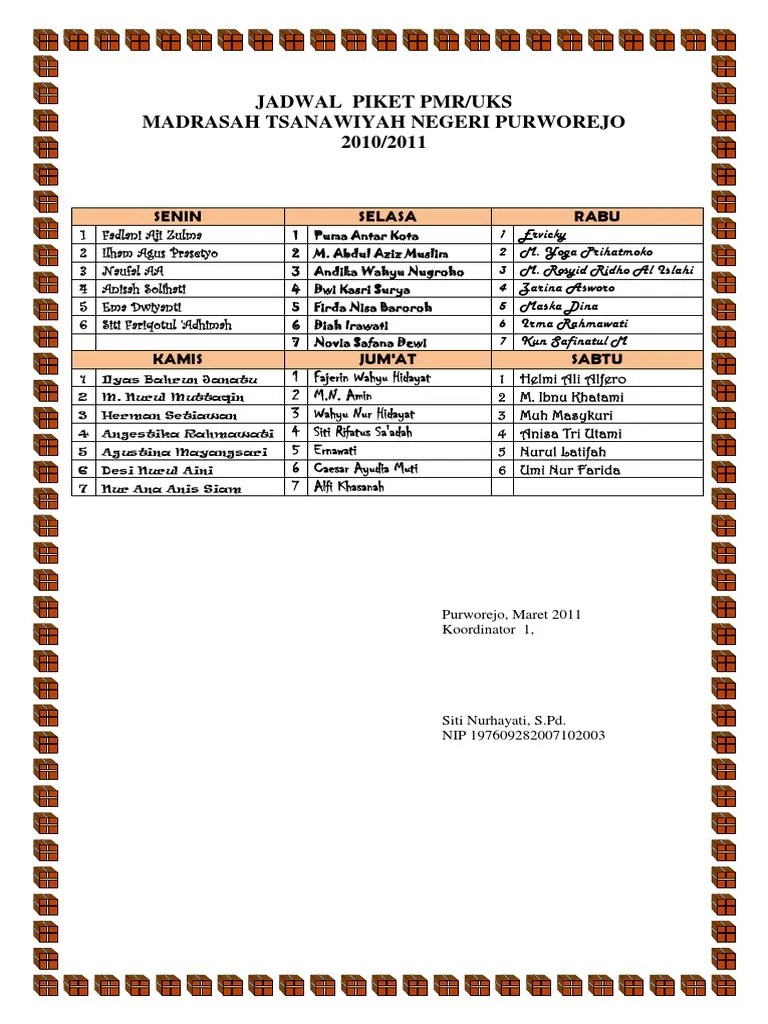 JADWAL KEGIATAN UKS DAN PMR | PDF