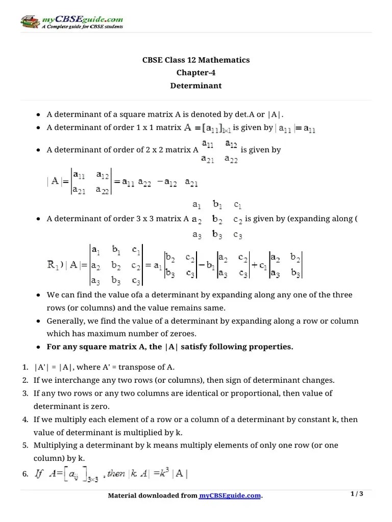 DETERMINANT | PDF | Determinant | Matrix (Mathematics)