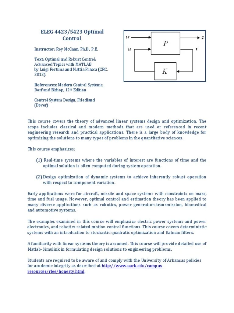 Advanced Topics In Optimal Control Theory: A Graduate Course Covering ...