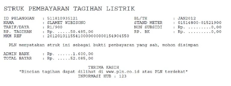 Sebagai contoh, misalnya kamu seorang influencer media sosial yang bekerjasama dengan klien dan . Contoh Struk Pembayaran Tagihan Pln