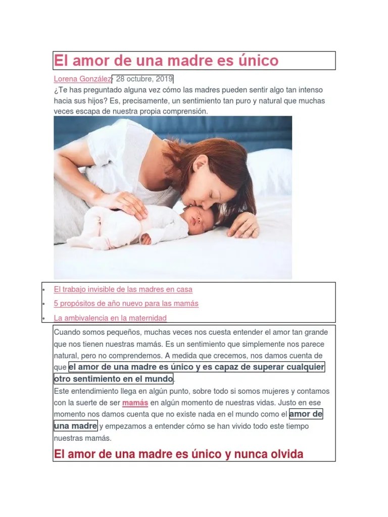 El Amor De Una Madre Es Único | PDF | Amor | Religión Y Creencia