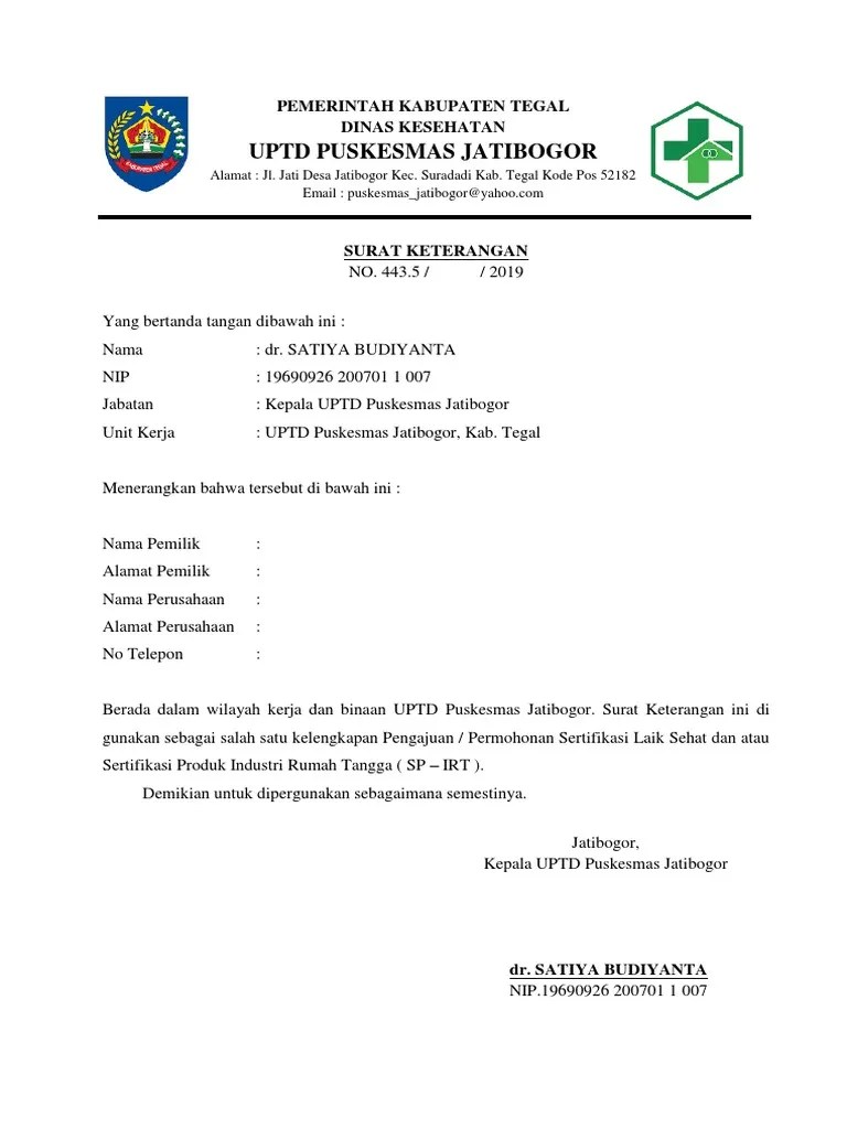 Surat Keterangan Puskesmas | PDF