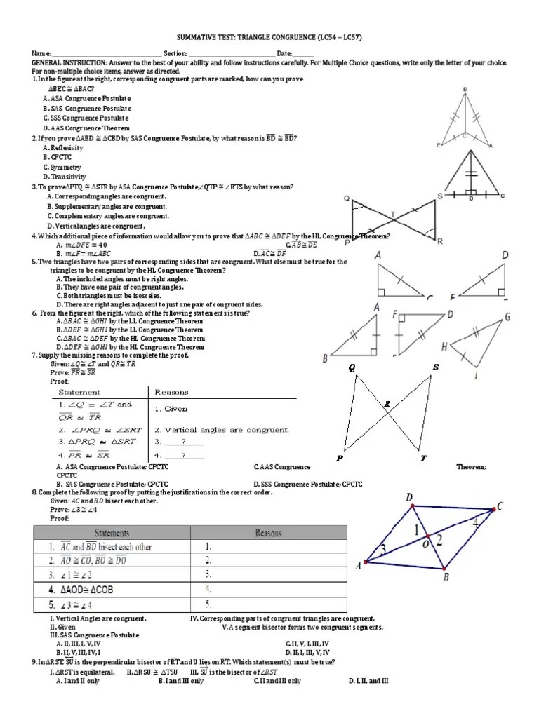 Summative Test | PDF | Triangle Geometry | Euclidean Plane Geometry