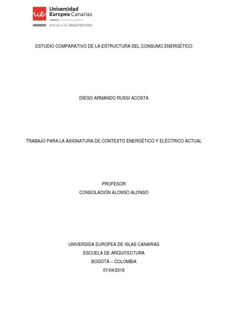 Estudio Comparativo De La Estructura De Consumo Energético PDF | PDF | Consumo Mundial De ...