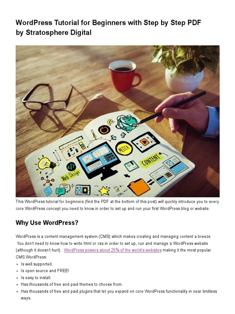 WordPress Tutorial For Beginners With Step By Step PDF Stratosphere ...
