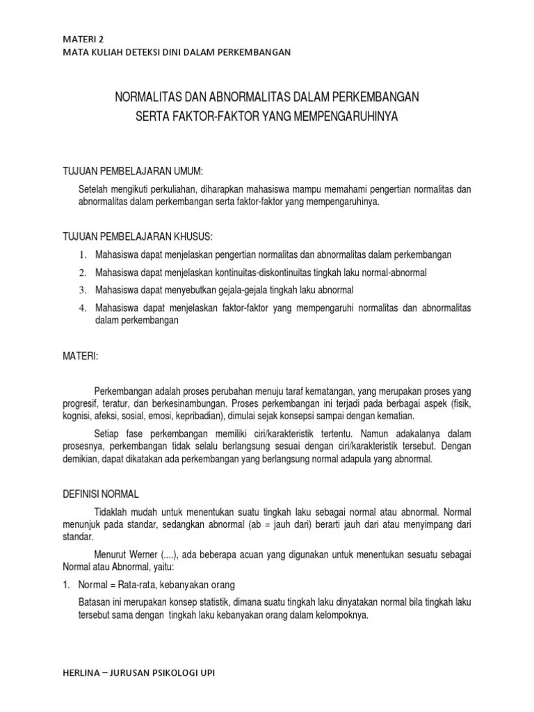 DD-TM2 Normalitas Dan Abnormalitas Dalam Perkembangan | PDF