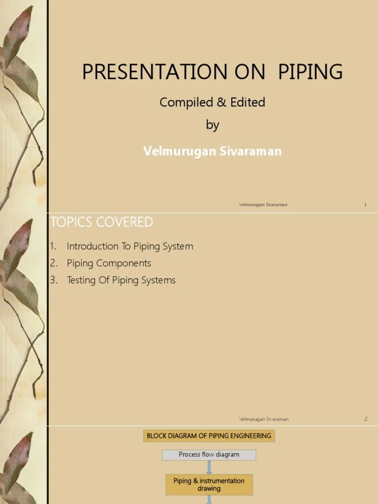 Piping Presentation Master PDF | PDF | Pipe (Fluid Conveyance) | Thermal Expansion