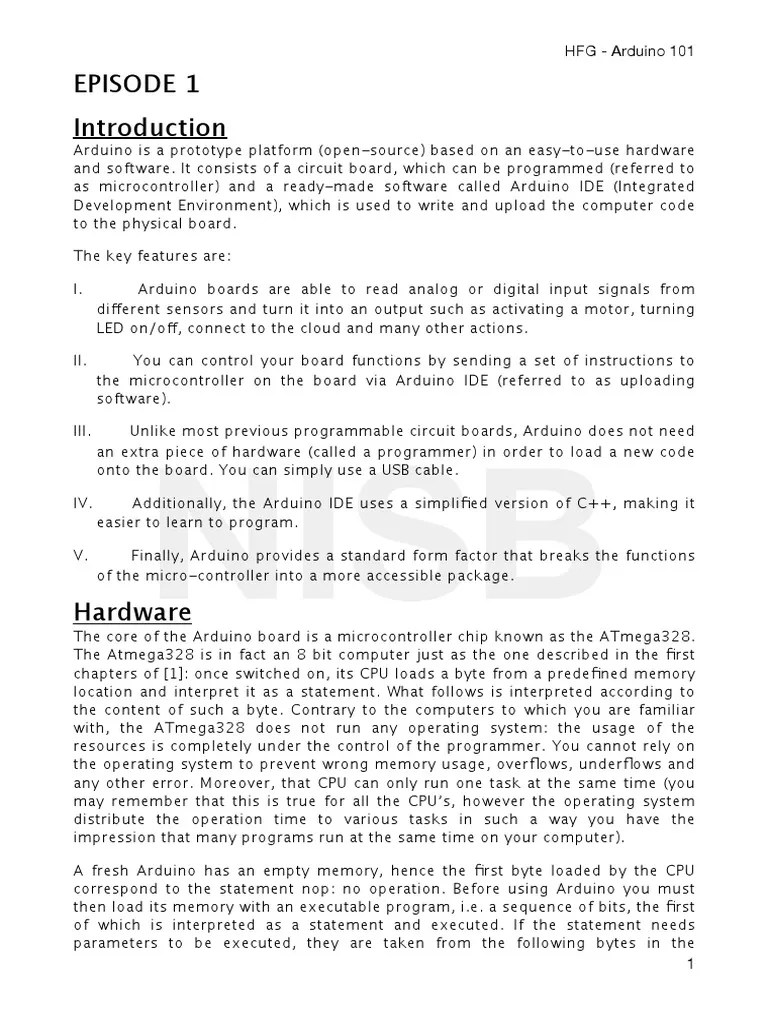 Arduino 101 - Basics Of Programming In Arduino | PDF | Microcontroller ...