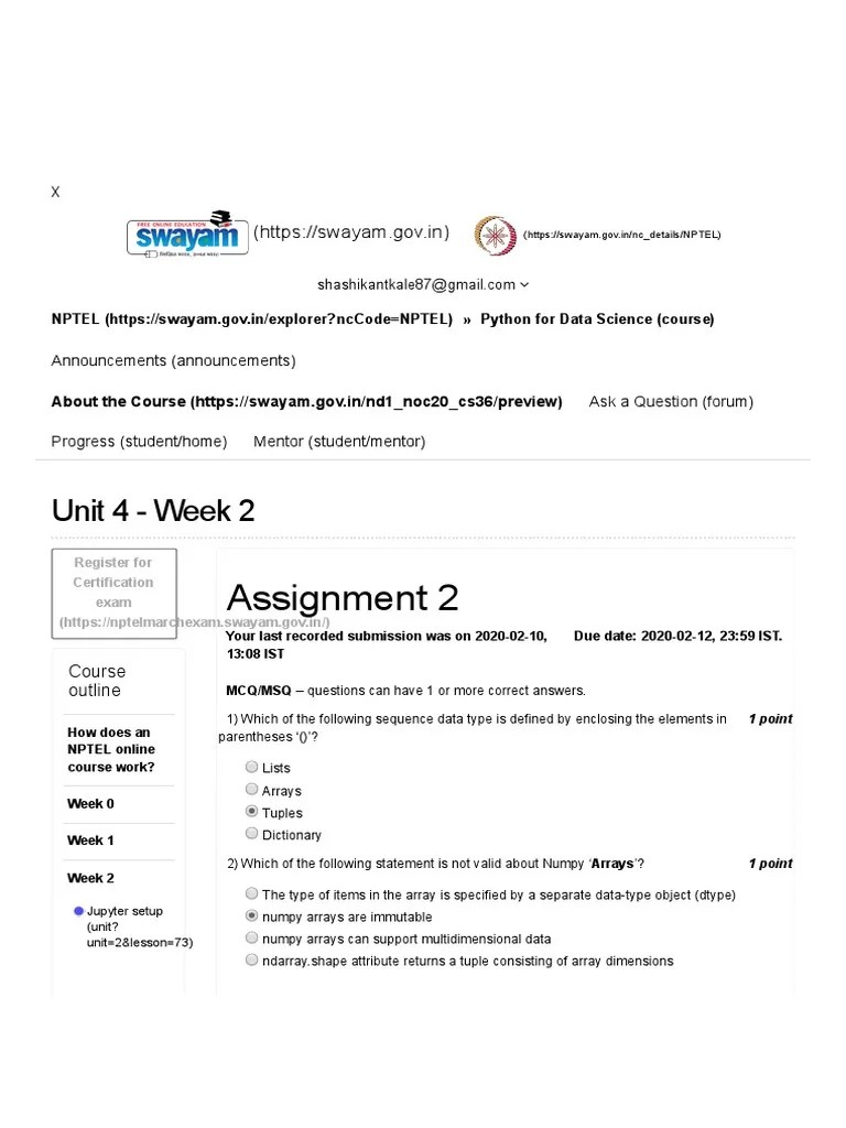 Python Data Science Course Quiz | PDF | Array Data Type | Array Data ...