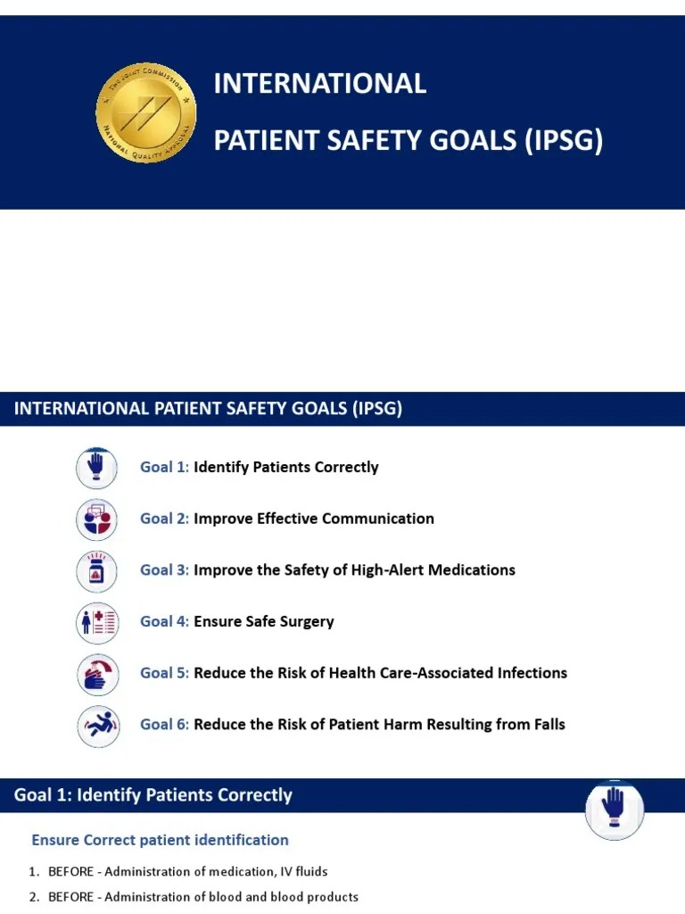 International Patient Safety Goals (Ipsg) | PDF | Surgery | Patient
