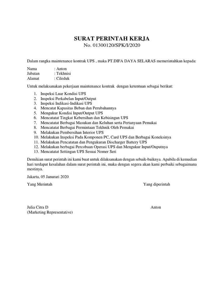 Surat Perintah Kerja | PDF