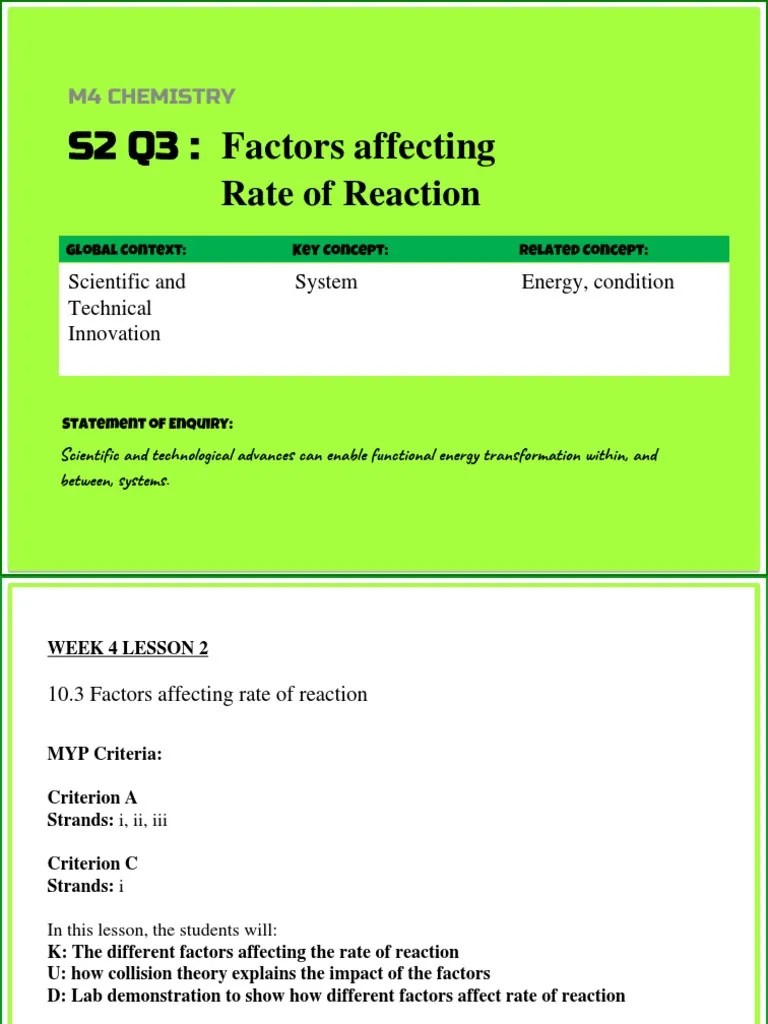Factors Affecting Rate Of Reaction | PDF | Catalysis | Reaction Rate