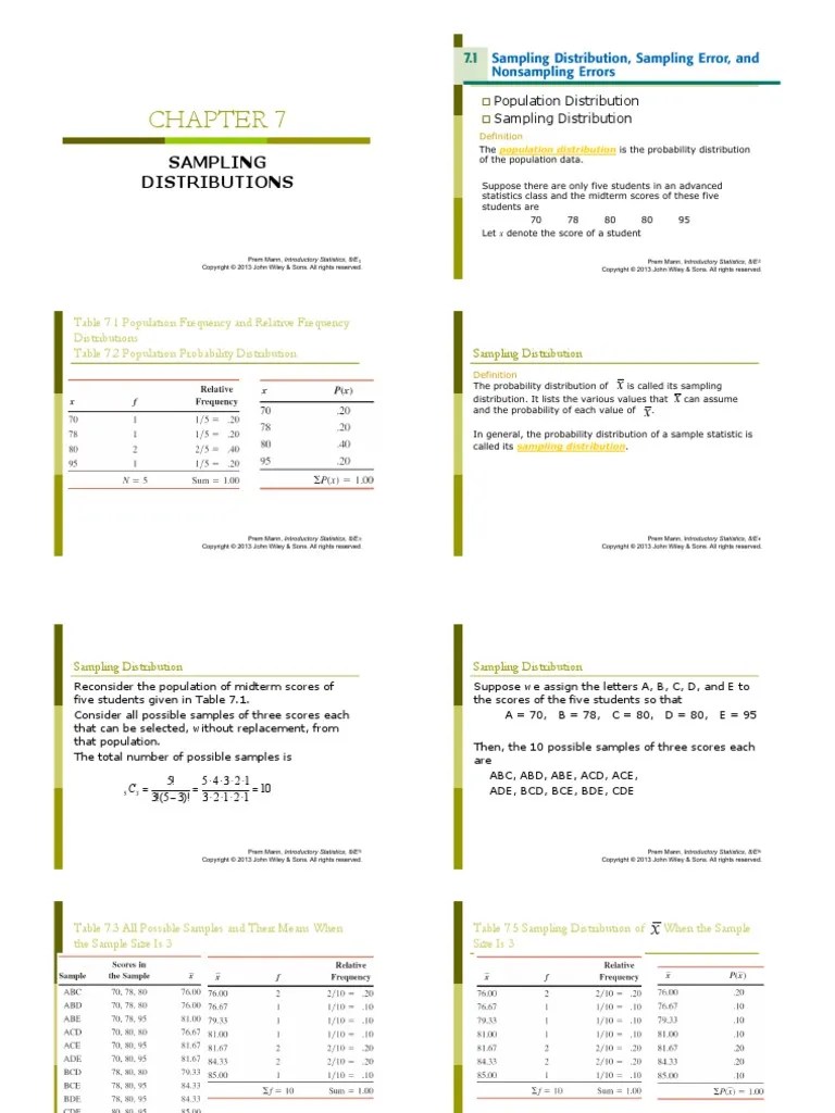 Ch07 Sampling Distribution PDF | PDF | Standard Deviation | Mean