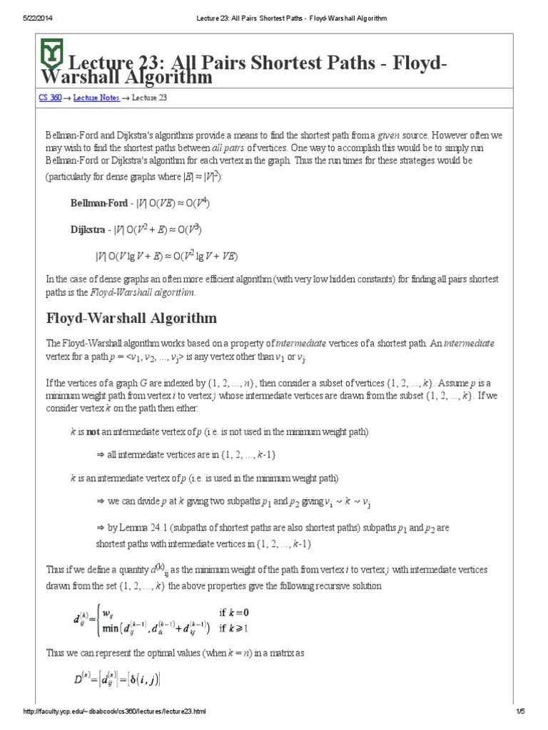 Floyd Warshall Algorithm PDF | PDF | Computer Programming | Algorithms