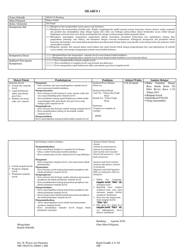 Silabus 1 Rumpaka Kawih | PDF