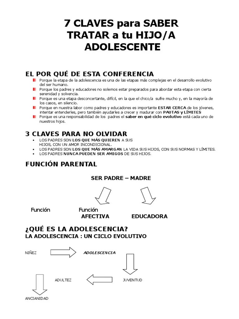 7 CLAVES Para SABER TRATAR A Tu HIJO A ADOLESCENTE | PDF