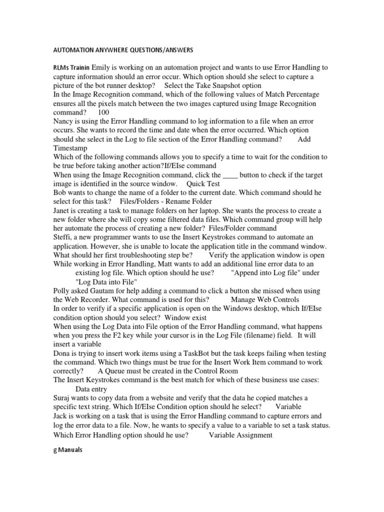 Automation Anywhere Questions - Answers | PDF | Computer File | Automation