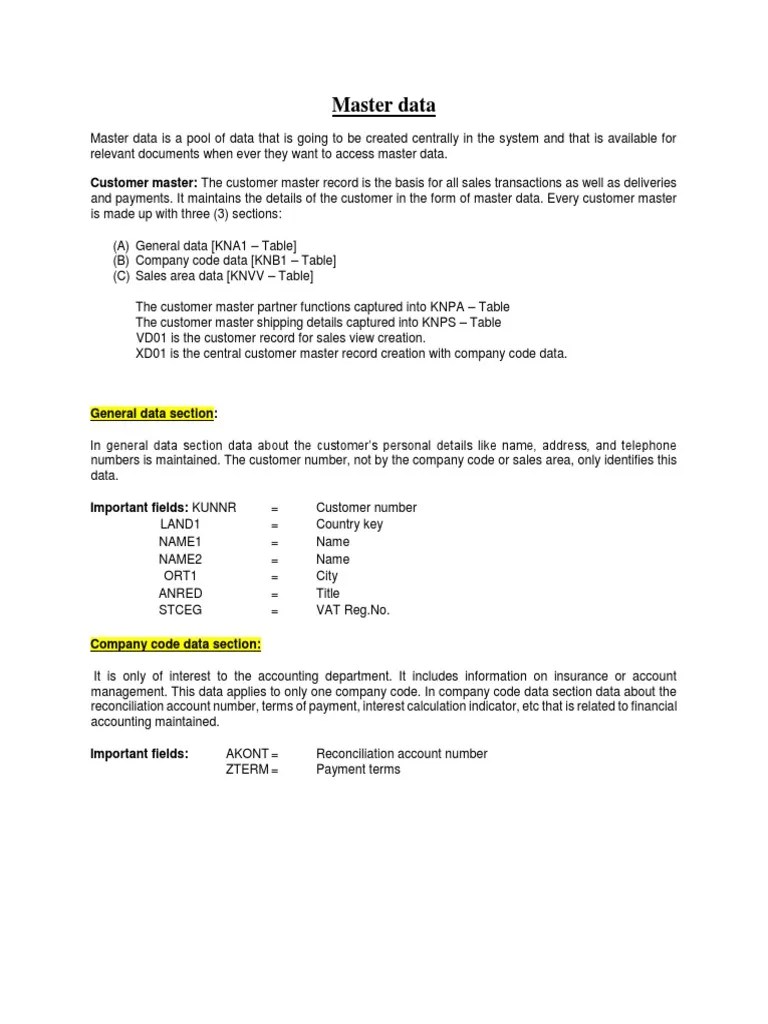 Sap-Sd-Master Data 2 | PDF