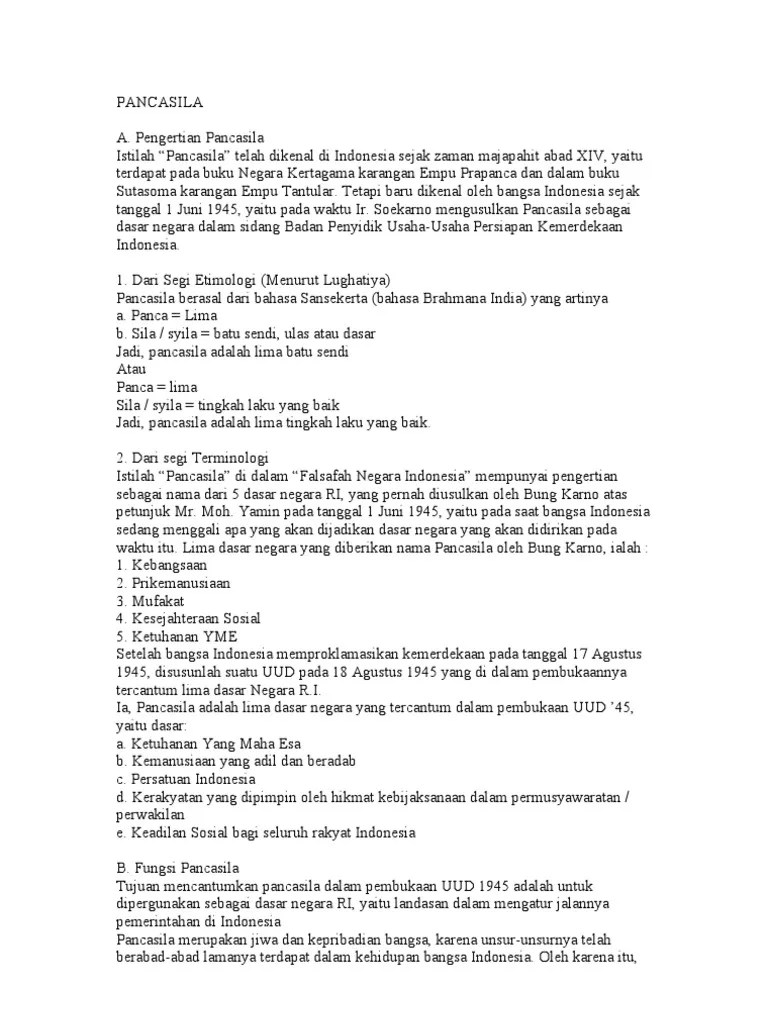 Pengertian Pancasila | PDF