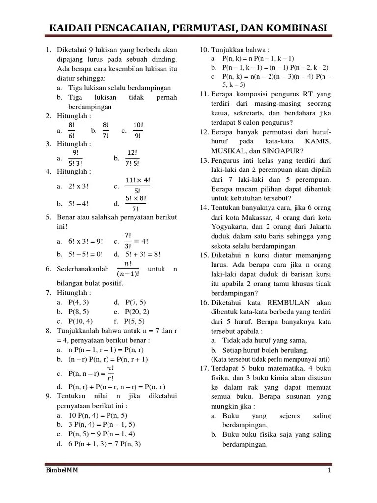Kaidah Pencacahan (Esayy) | PDF