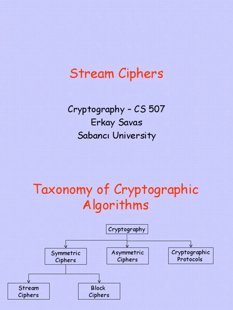 Stream Ciphers: Cryptography - CS 507 Erkay Savas Sabancı University ...