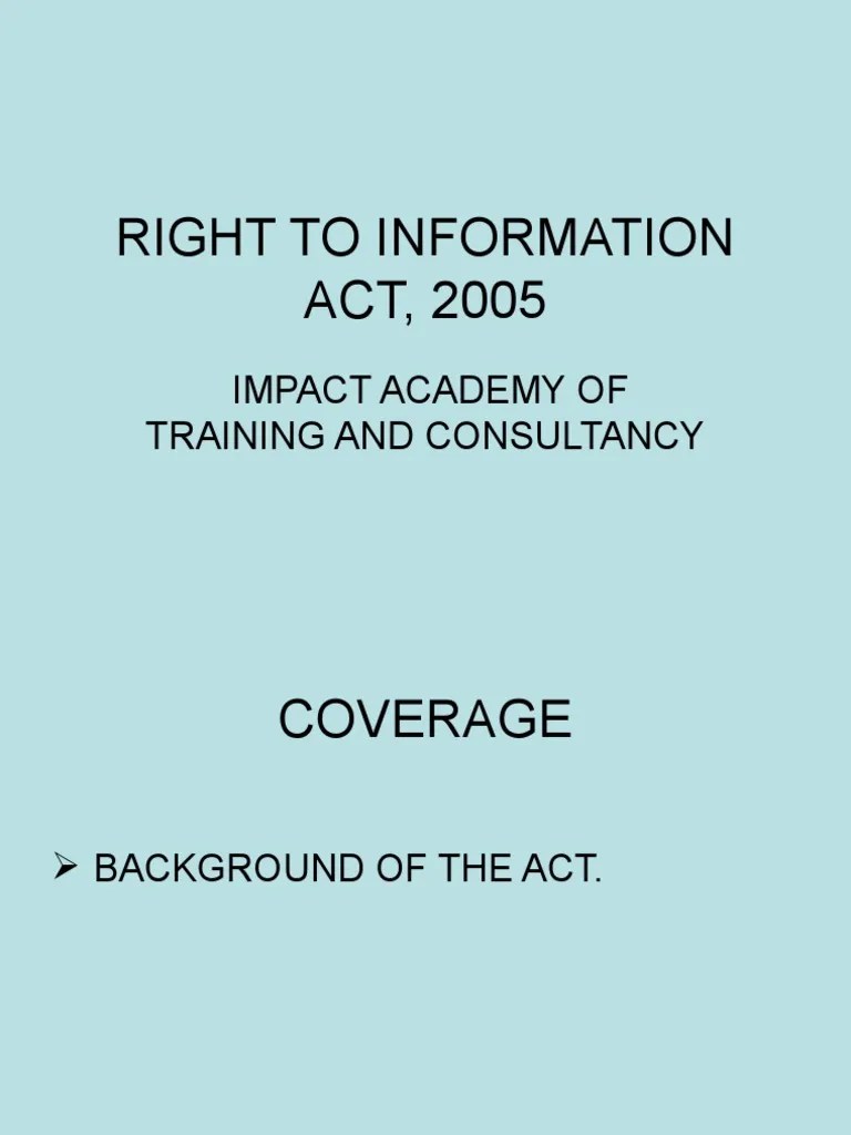Right To Information Act, 2005 | PDF | Freedom Of Information Laws By ...