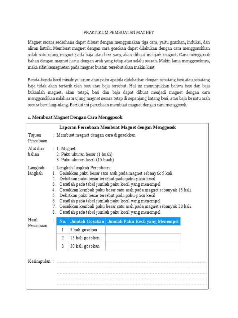 Kesimpulan Percobaan Membuat Magnet Dengan Cara Elektromagnetik