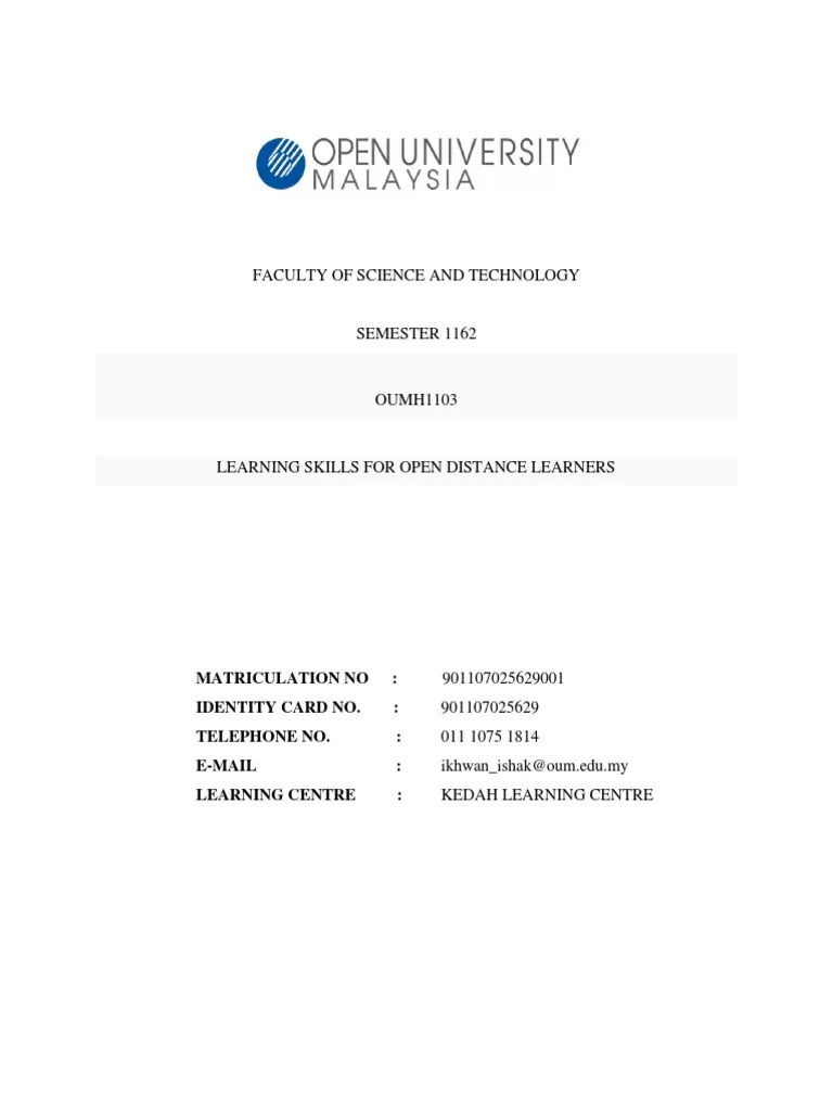 Oumh1103 - Learning Skills For Open Distance Learners | PDF