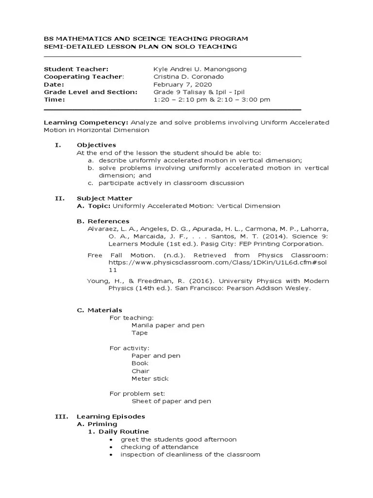 Uniformly Accelerated Motion Vertical Dimension PDF | PDF