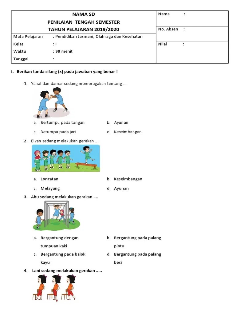 Soal PTS Pjok Kelas 1 | PDF