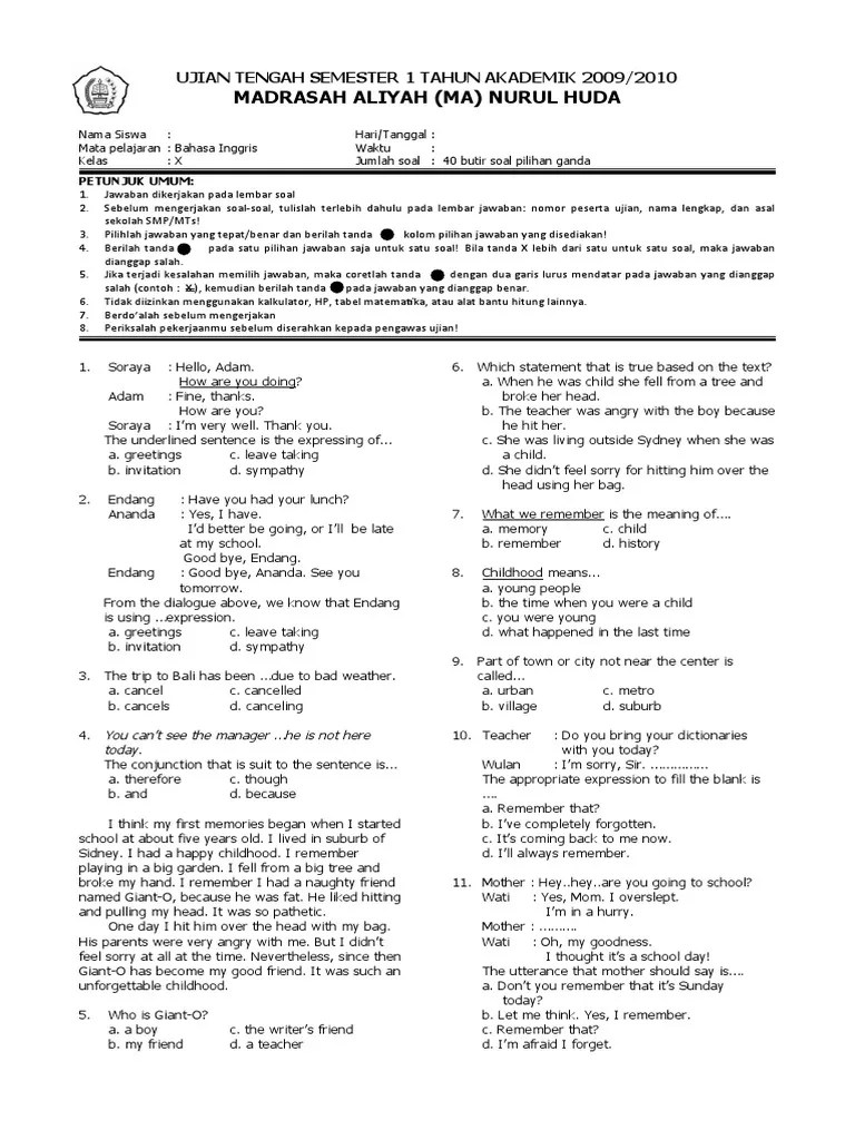 How to write a contoh soal bahasa essay? Contoh Soal Letter Pilihan Ganda Beserta Jawabannya