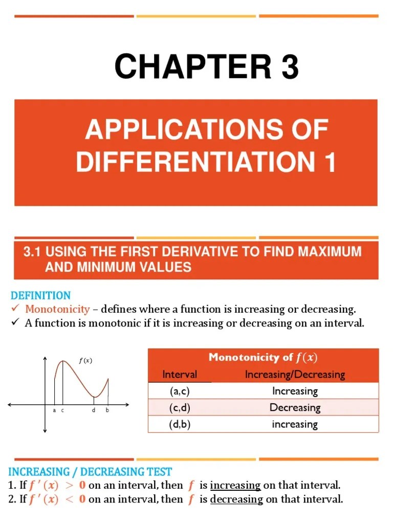 Chapter 3 (Application Of Differentiation 1) | PDF | Maxima And Minima ...