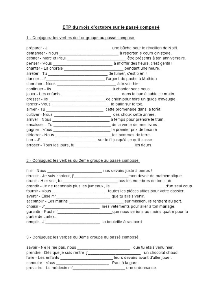 À l'indicatif, au subjonctif, au conditionnel, à l'impératif. Passe Compose Pdf