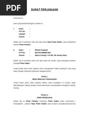 A l a m a t . Surat Kontrak Design Pdf