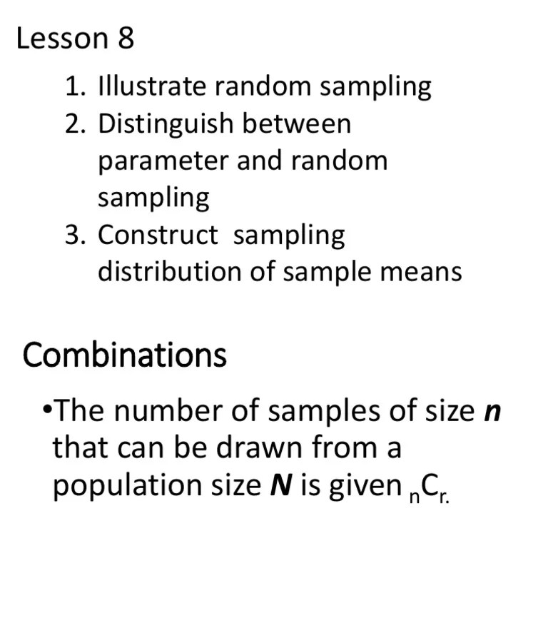 Lesson 8 Sampling Distribution Of The Sample Mean | PDF