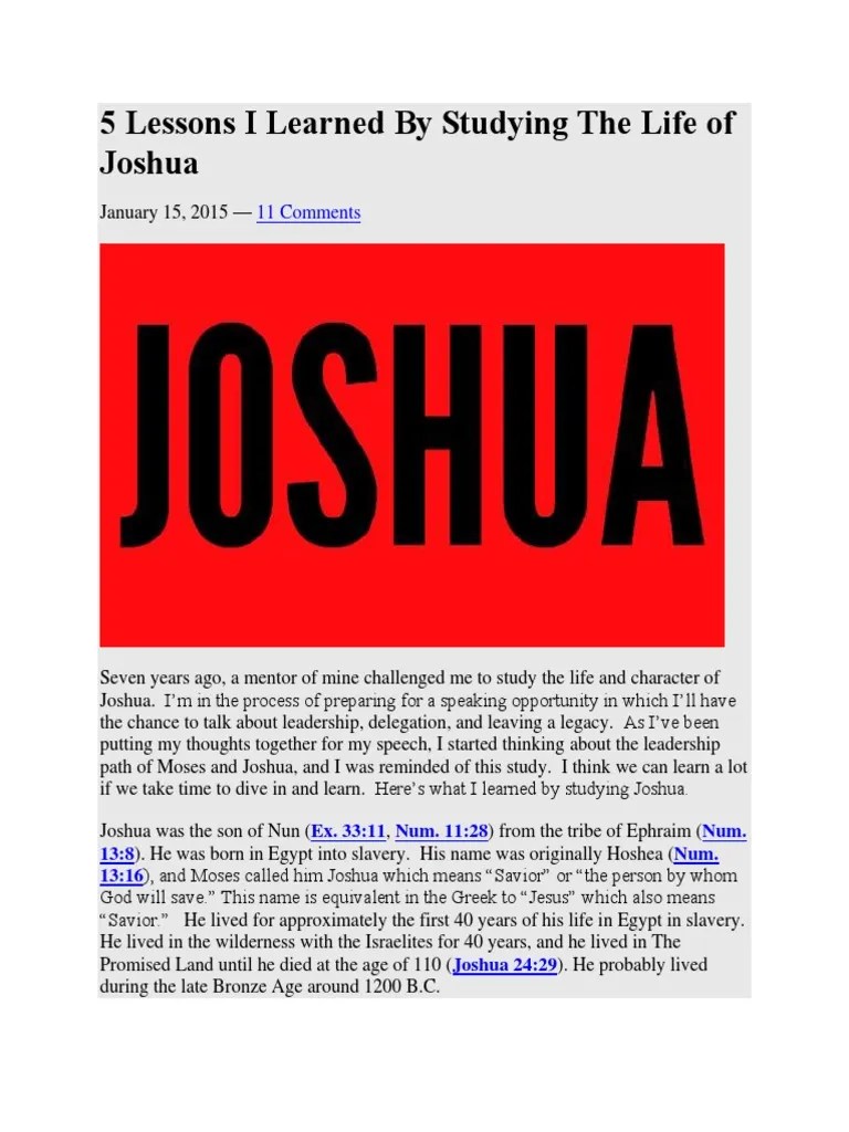 5 Lessons I Learned By Studying The Life Of Joshua | PDF