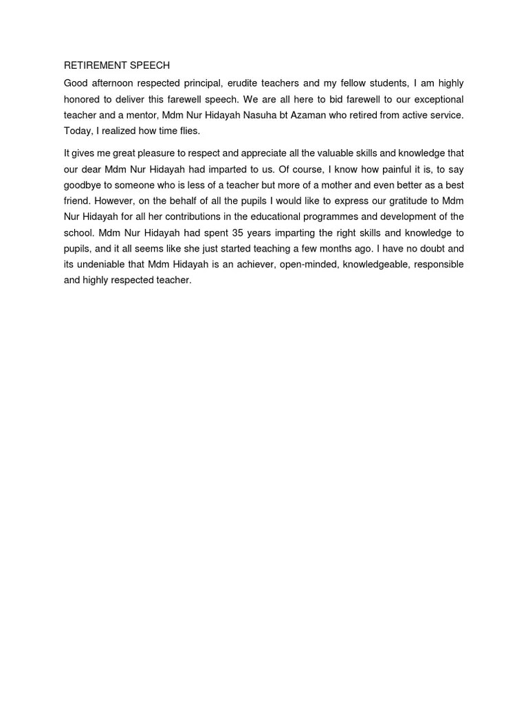 Retirement Speech | PDF