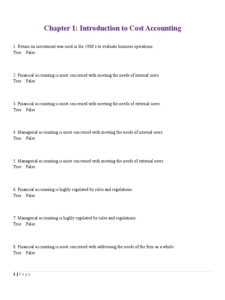 Chapter 1 | PDF | Management Accounting | Accounting