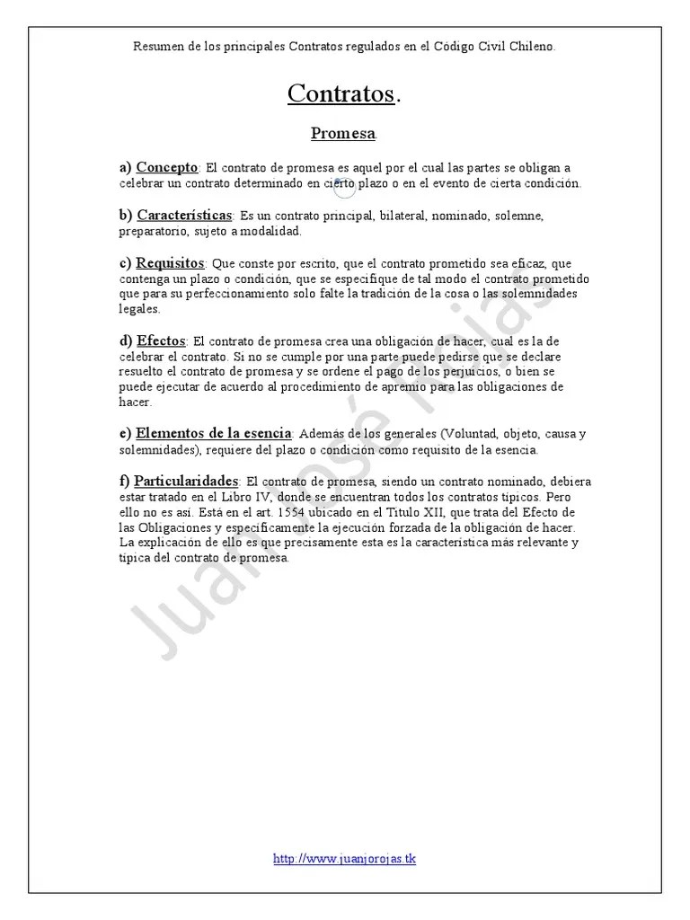 Resumen De Los Principales Contratos Regulados En El Código Civil ...