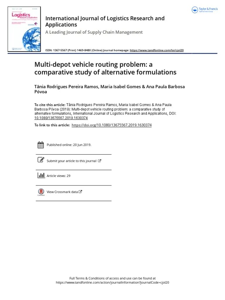 Multi-Depot Vehicle Routing Problem | PDF | Mathematical Optimization ...