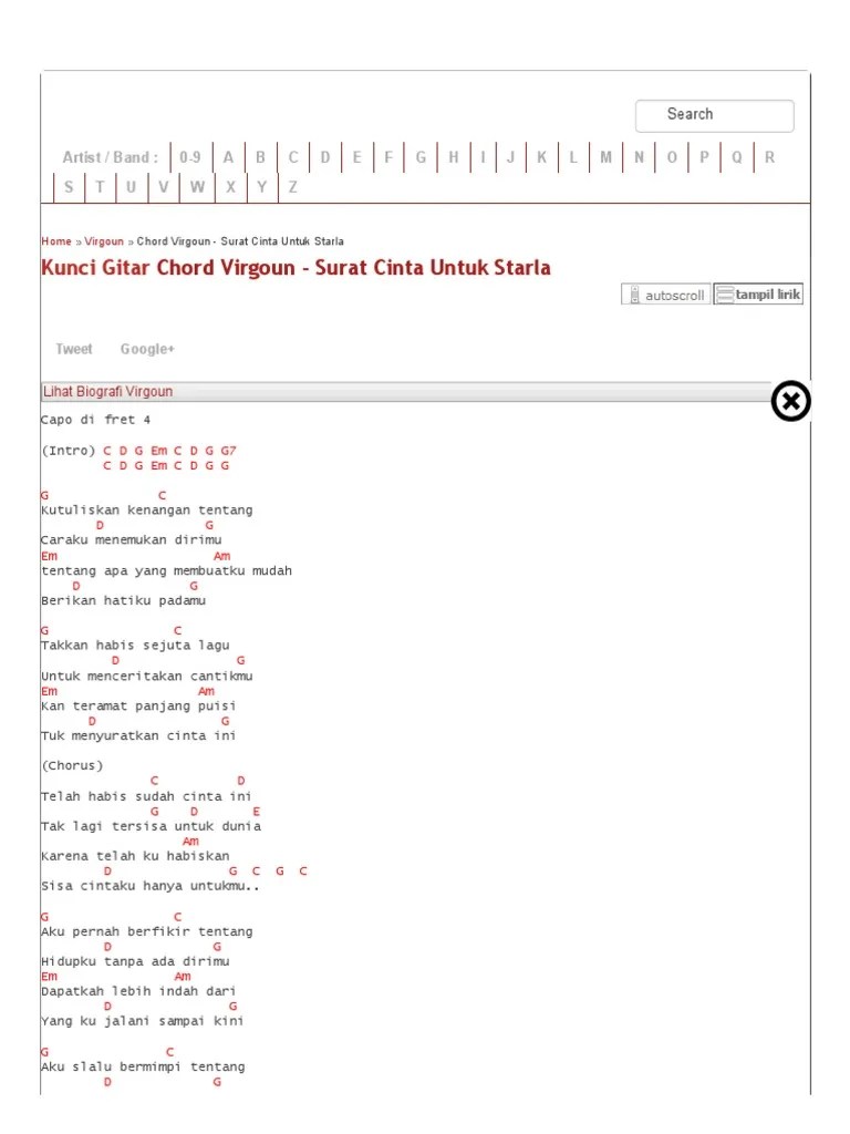 13.10.2021 · there is no strumming pattern for this song yet. Kunci Gitar Chord Virgoun Surat Cinta Untuk Starla Chord Dasar Mudah Pdf