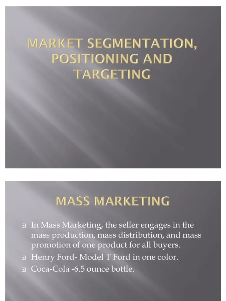 Market Segmentation, Positioning And Targeting | PDF | Market ...