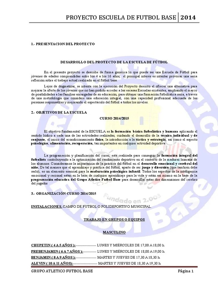 Proyecto Escuela Deportiva | PDF | Terapia Física | Asociación De Futbol