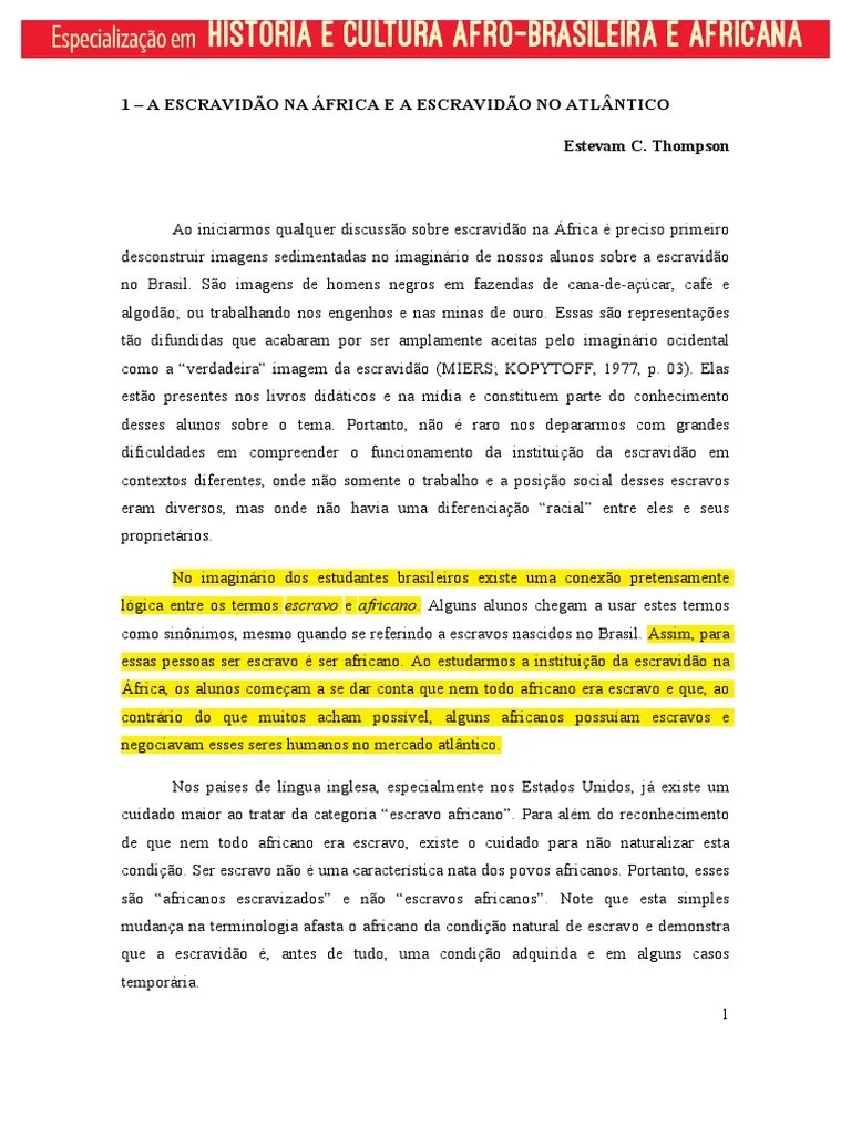 A Escravidao Na Africa E A Escravidao No Atlantico - PHP | PDF ...