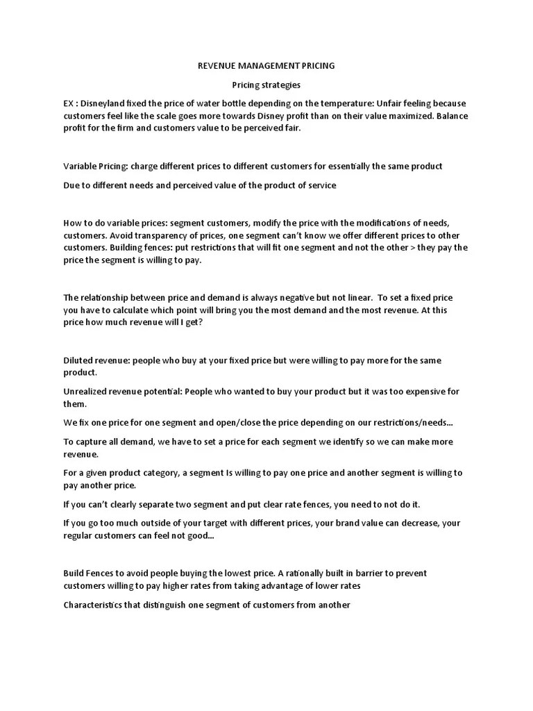 Revenue Management Pricing | Download Free PDF | Demand | Pricing