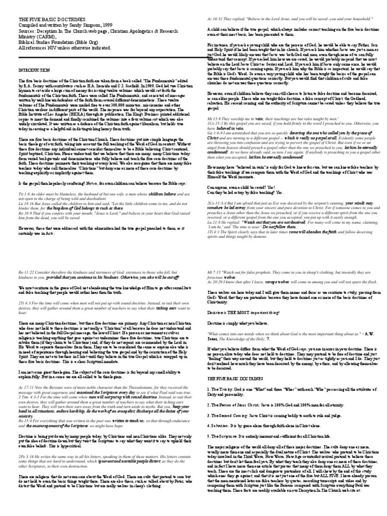 The Five Basic Doctrines | Download Free PDF | Trinity | Jesus